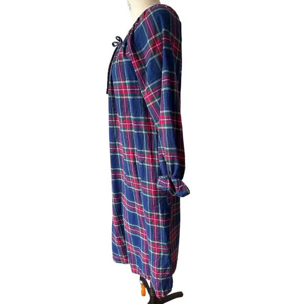 Petite Plume Plaid Cotton Flannel Nightgown Nightshirt Size Medium